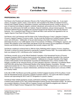 CV for Neil Broom Expert Witness in Computer Forensics Investigations in Raleigh